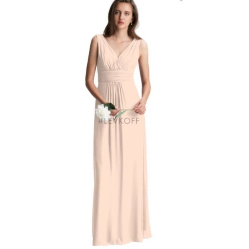 Bill Levkoff cream pleated maxi dress